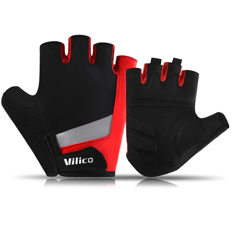 VILICO A0070 1 Pair Half Finger Cycling Gloves Microfiber Touch Screen Hand Gloves - Red / M