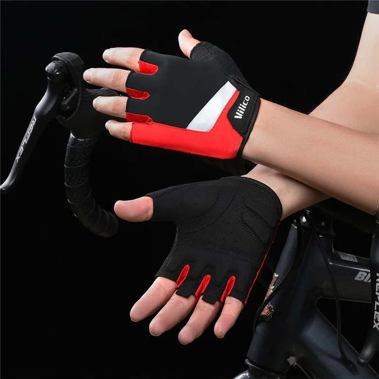 VILICO A0070 1 Pair Half Finger Cycling Gloves Microfiber Touch Screen Hand Gloves - Red / M