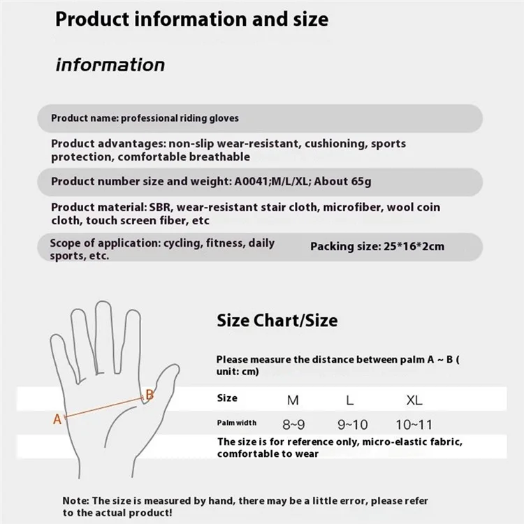 KYNCILOR 1 Pair Summer Full Finger Cycling Gloves Touch Screen Shock-Absorbed Hand Gloves - Black / L