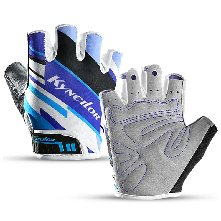 KYNCILOR A0035 1 Pair Half Finger Cycling Gloves Touch Screen Breathable Hand Gloves - Blue / M