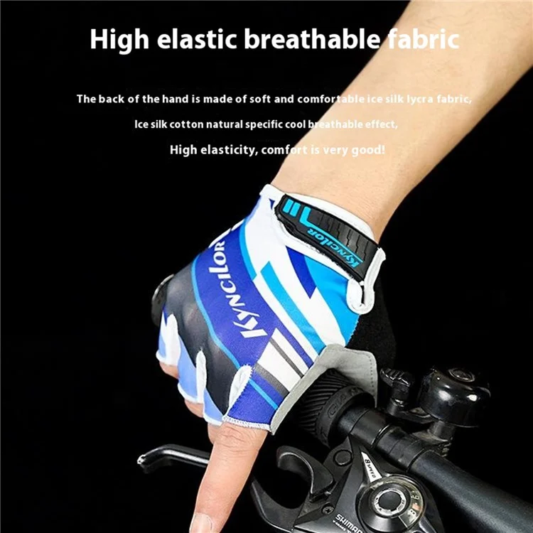 KYNCILOR A0035 1 Pair Half Finger Cycling Gloves Touch Screen Breathable Hand Gloves - Blue / M
