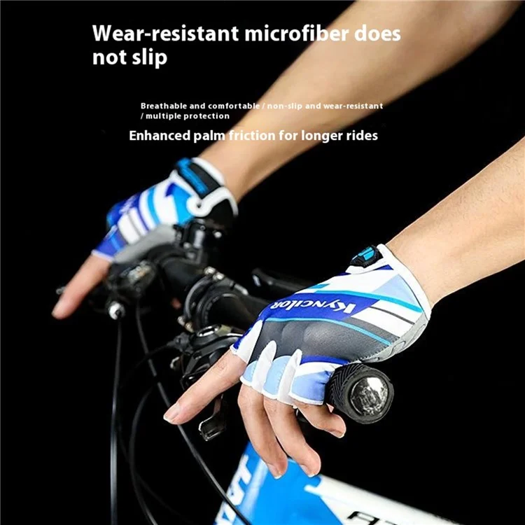 KYNCILOR A0035 1 Pair Half Finger Cycling Gloves Touch Screen Breathable Hand Gloves - Blue / M