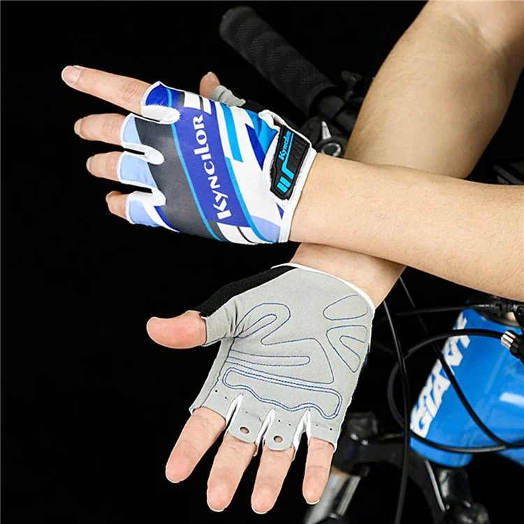 KYNCILOR A0035 1 Pair Half Finger Cycling Gloves Touch Screen Breathable Hand Gloves - Blue / M
