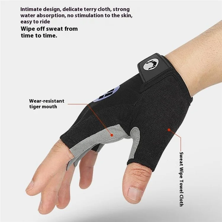 VILICO A0054 1 Pair Half Finger Outdoor Cycling Gloves Touch Screen Shock-Absorbed Hand Gloves - Black / M