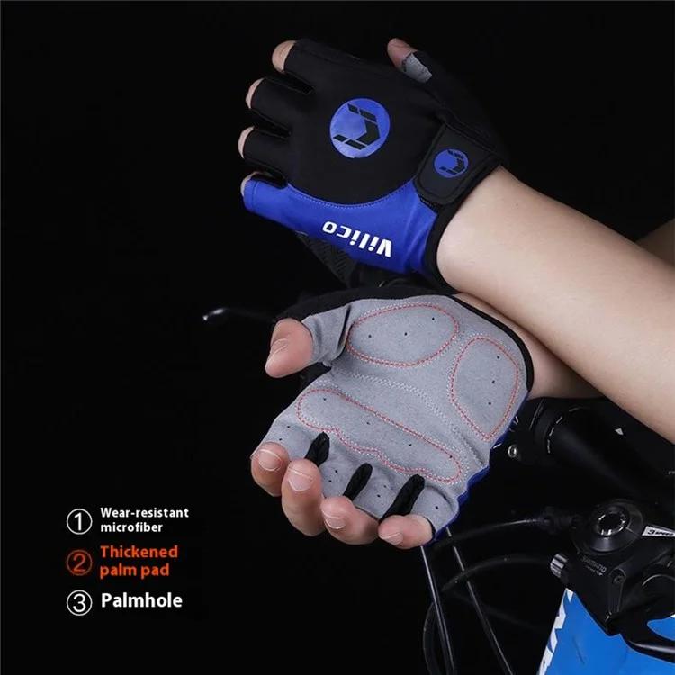 VILICO A0054 1 Pair Half Finger Outdoor Cycling Gloves Touch Screen Shock-Absorbed Hand Gloves - Black / M