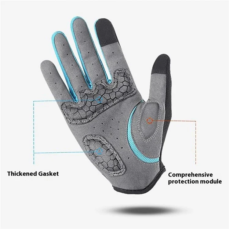 KYNCILOR A0026 1 Pair Breathable Cycling Gloves Shock-Absorbed Gym Hand Gloves with Touch Screen Function - Blue / S