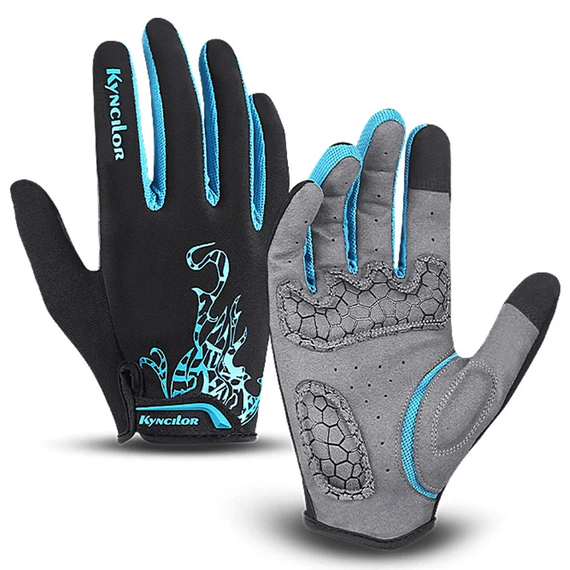 KYNCILOR A0026 1 Pair Breathable Cycling Gloves Shock-Absorbed Gym Hand Gloves with Touch Screen Function - Blue / XL