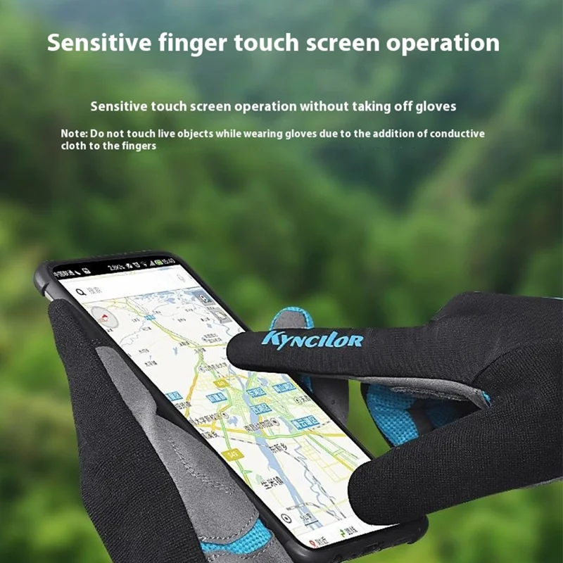 KYNCILOR A0026 1 Pair Breathable Cycling Gloves Shock-Absorbed Gym Hand Gloves with Touch Screen Function - Blue / XL