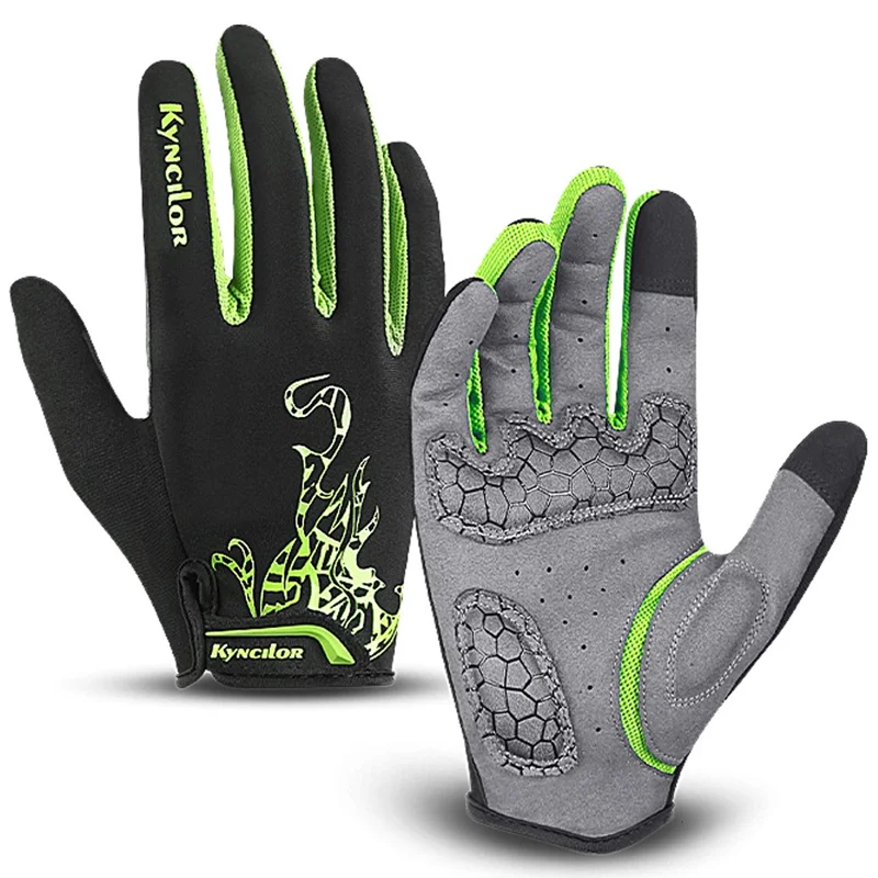 KYNCILOR A0026 1 Pair Breathable Cycling Gloves Shock-Absorbed Gym Hand Gloves with Touch Screen Function - Green / L