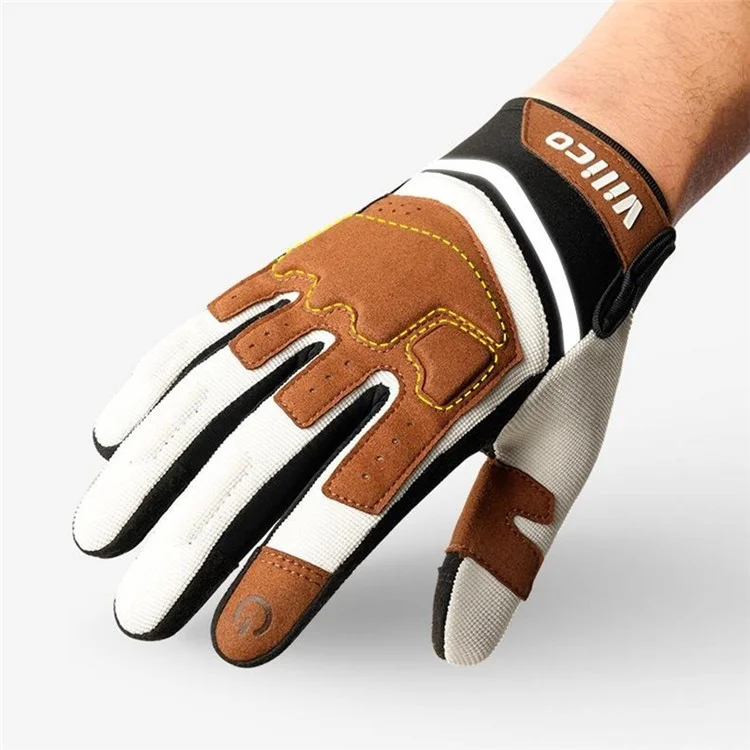 VILICO A0087 1 Par de Guantes de Ciclismo de Dedo Completo Absorbentes de Golpes con Palma Acolchada - Caqui / M