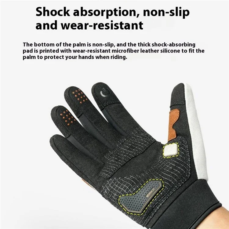 VILICO A0087 1 Par de Guantes de Ciclismo de Dedo Completo Absorbentes de Golpes con Palma Acolchada - Caqui / M
