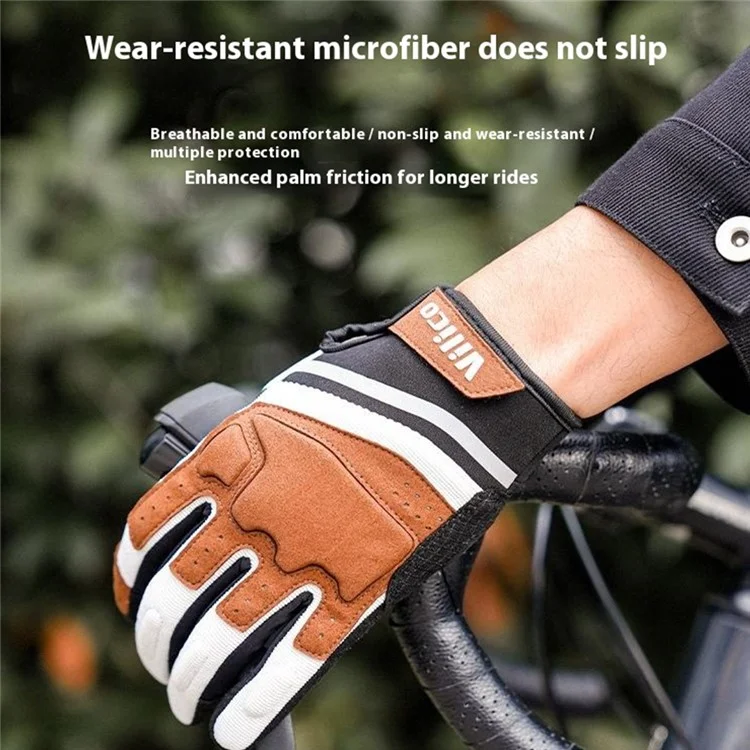 VILICO A0087 1 Par de Guantes de Ciclismo de Dedo Completo Absorbentes de Golpes con Palma Acolchada - Caqui / M