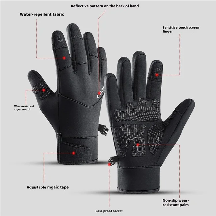 VILICO A0098 1 Pair Winter Thermal Cycling Gloves Waterproof Skiing Touch Screen Hand Gloves - S