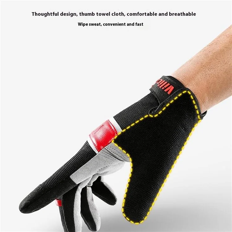 VILICO A0072 1 Pair Shock-Absorbed Cycling Gloves Anti-Slip Cycling Hand Gloves with Touch Screen Function - Red / M