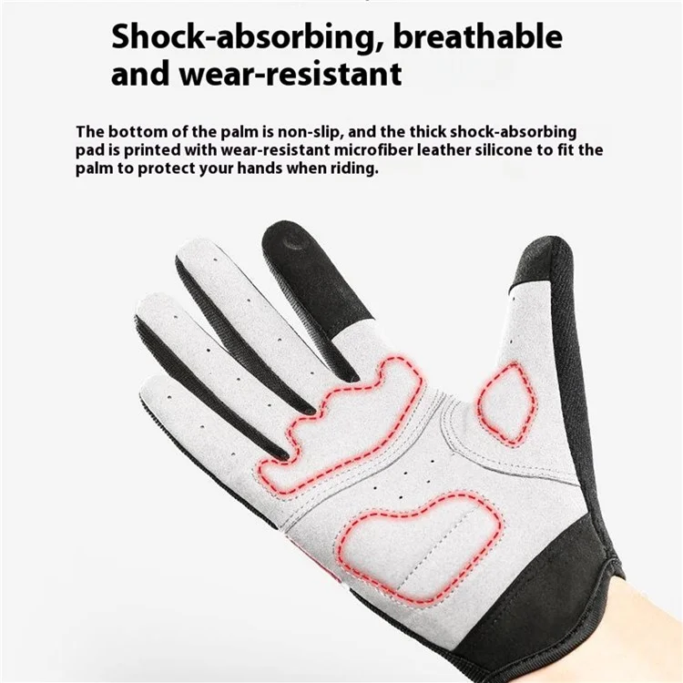 VILICO A0072 1 Pair Shock-Absorbed Cycling Gloves Anti-Slip Cycling Hand Gloves with Touch Screen Function - Red / M