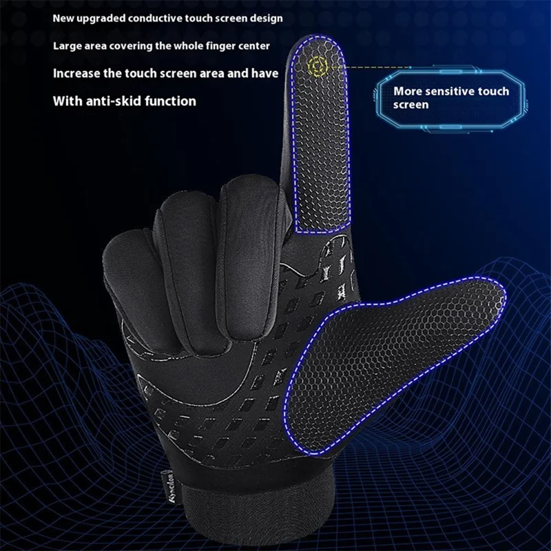 KYNCILOR 1 Pair Women's Windproof Bike Gloves Winter Cycling Touch Screen Hand Gloves - Black / L