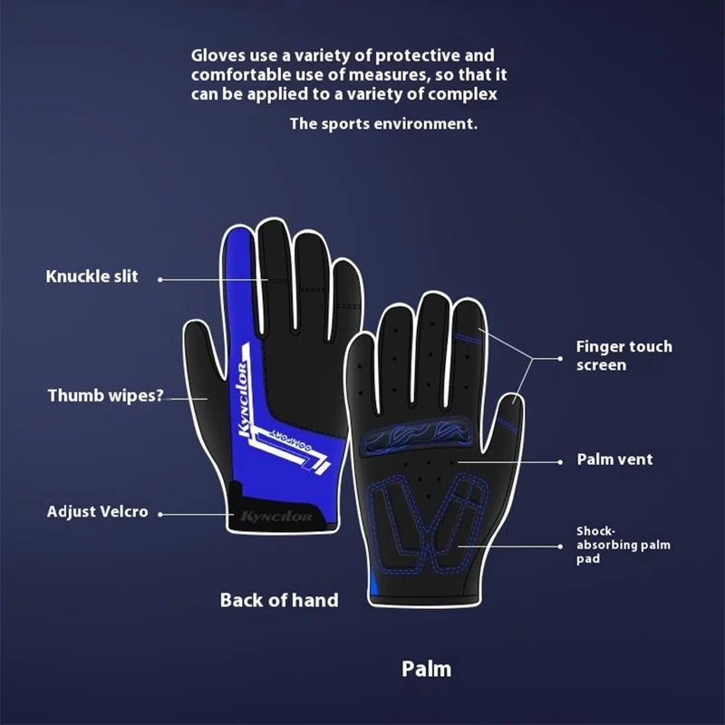 KYNCILOR A0025 1 Pair Shock-Absorbed Cycling Gloves Full Finger Hand Gloves with Touch Screen Function - Black / L