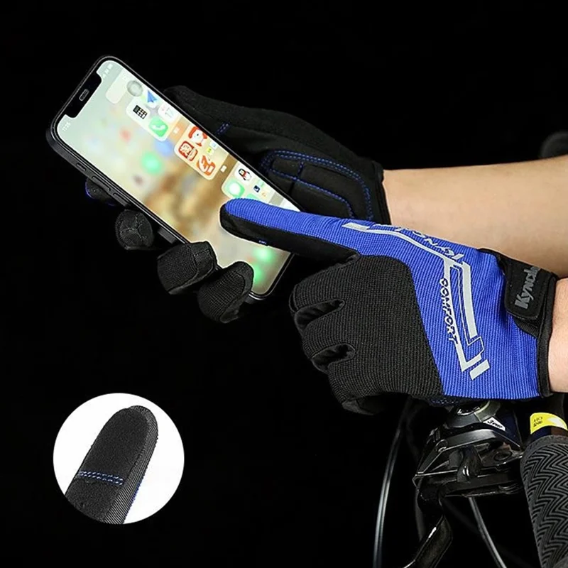 KYNCILOR A0025 1 Pair Shock-Absorbed Cycling Gloves Full Finger Hand Gloves with Touch Screen Function - Black / L