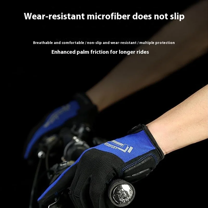KYNCILOR A0025 1 Pair Shock-Absorbed Cycling Gloves Full Finger Hand Gloves with Touch Screen Function - Black / L