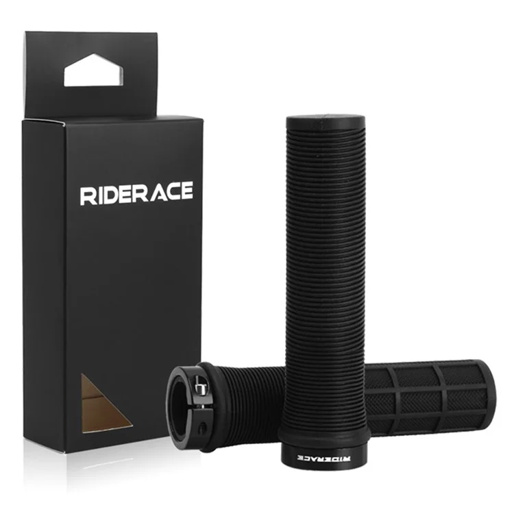 RIDERACE RR9518 1 Pair Bicycle TPR Handlebar Grip Cover Anti-Slip Handle Grip Sleeve - Black