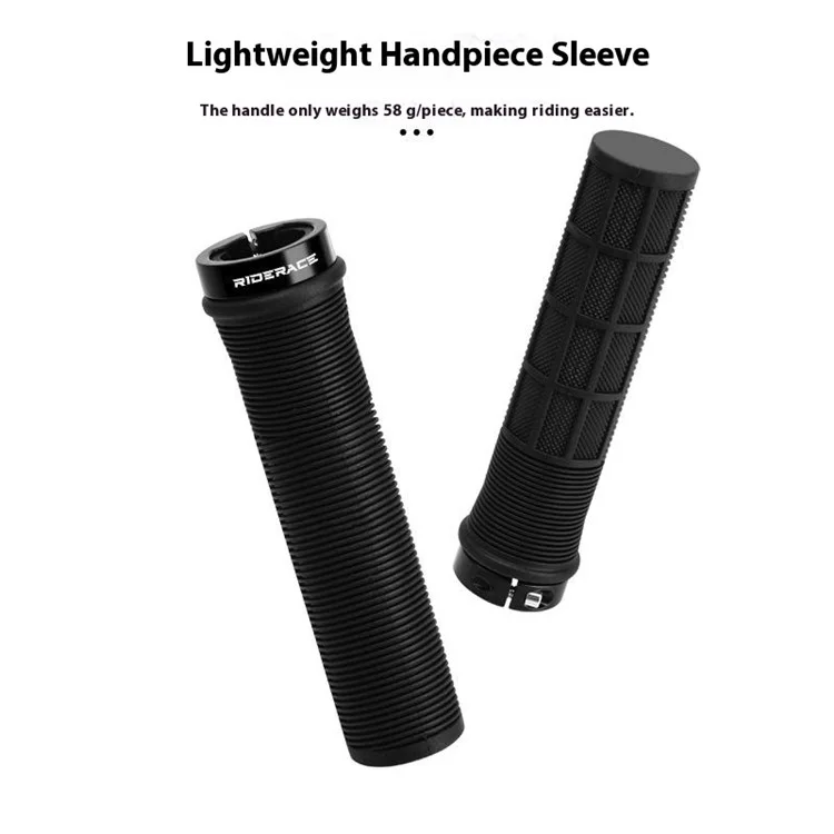 RIDERACE RR9518 1 Pair Bicycle TPR Handlebar Grip Cover Anti-Slip Handle Grip Sleeve - Black