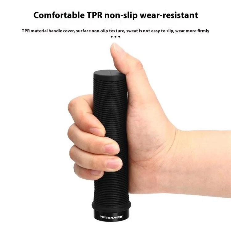 RIDERACE RR9518 1 Pair Bicycle TPR Handlebar Grip Cover Anti-Slip Handle Grip Sleeve - Black
