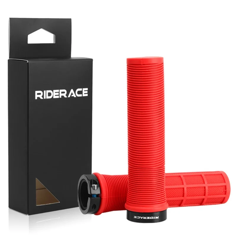RIDERACE RR9518 1 Pair Bicycle TPR Handlebar Grip Cover Anti-Slip Handle Grip Sleeve - Red