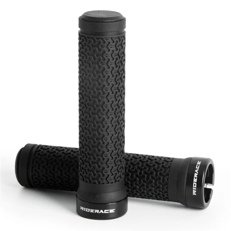 RIDERACE RR9162 1 Pair Bicycle Rubber Handlebar Grip Cover Locking End Handle Grip Sleeve - Black