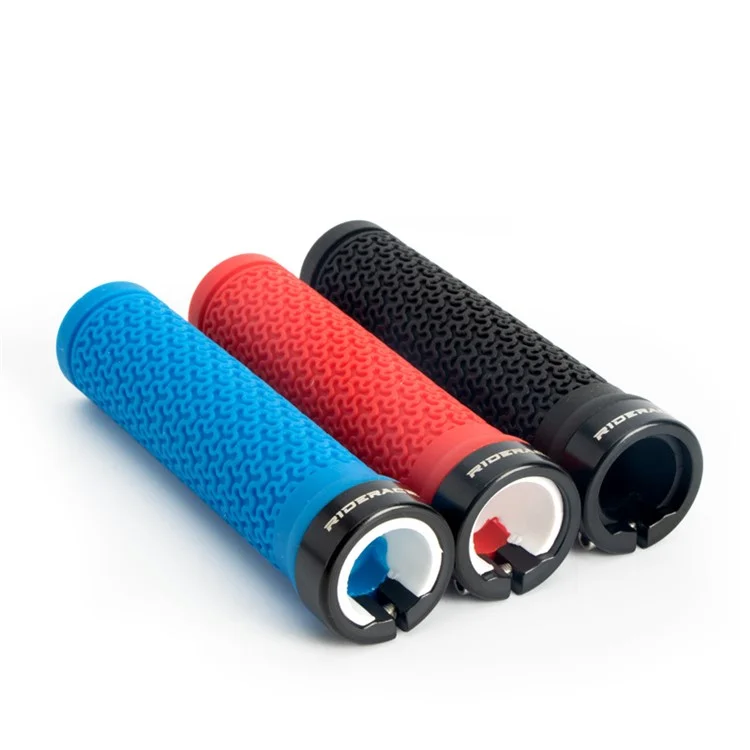 RIDERACE RR9162 1 Pair Bicycle Rubber Handlebar Grip Cover Locking End Handle Grip Sleeve - Black