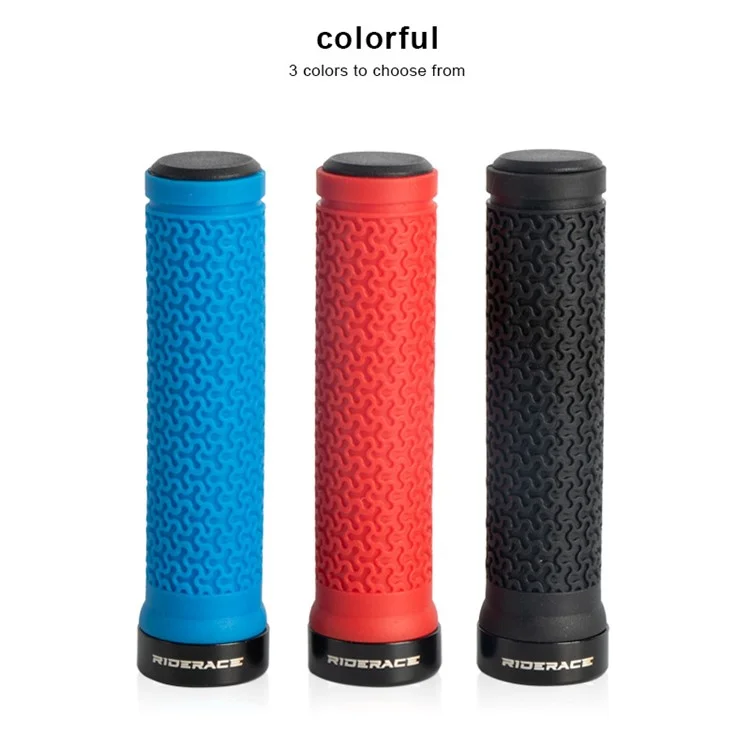 RIDERACE RR9162 1 Pair Bicycle Rubber Handlebar Grip Cover Locking End Handle Grip Sleeve - Black