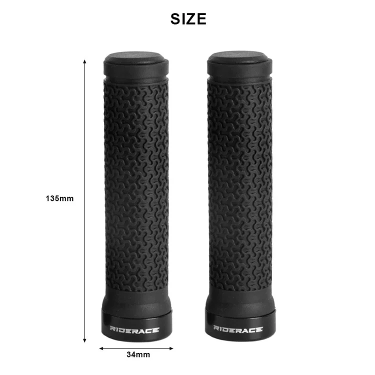 RIDERACE RR9162 1 Pair Bicycle Rubber Handlebar Grip Cover Locking End Handle Grip Sleeve - Black