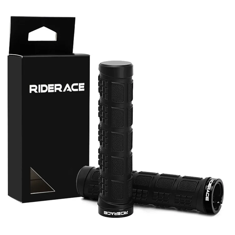RIDERACE RR9163 1 Pair Bicycle Rubber Handlebar Grip Cover Single-Side Locking Handle Grip Sleeve - Black