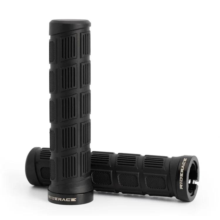 RIDERACE RR9163 1 Pair Bicycle Rubber Handlebar Grip Cover Single-Side Locking Handle Grip Sleeve - Black
