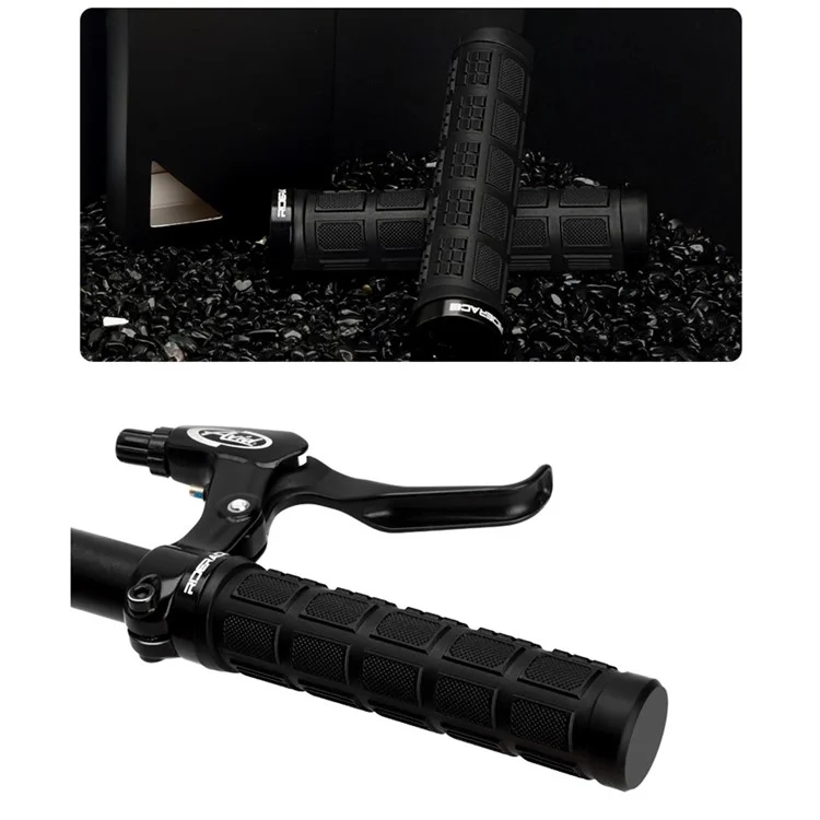 RIDERACE RR9163 1 Pair Bicycle Rubber Handlebar Grip Cover Single-Side Locking Handle Grip Sleeve - Black