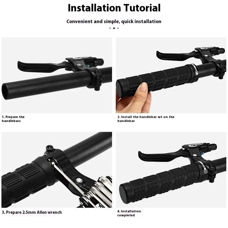 RIDERACE RR9163 1 Pair Bicycle Rubber Handlebar Grip Cover Single-Side Locking Handle Grip Sleeve - Black