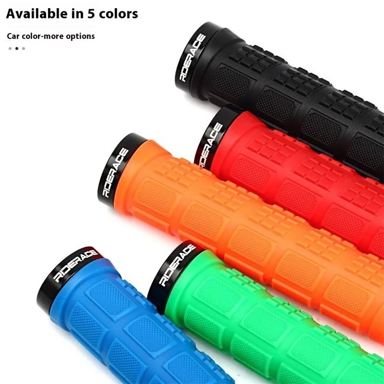 RIDERACE RR9163 1 Pair Bicycle Rubber Handlebar Grip Cover Single-Side Locking Handle Grip Sleeve - Black