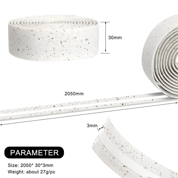 RIDERACE RR9502 2Pcs Anti-Slip Bicycle Handlebar Tape Shock Absorption EVA Road Bike Bar Tape, Length: 2m - White