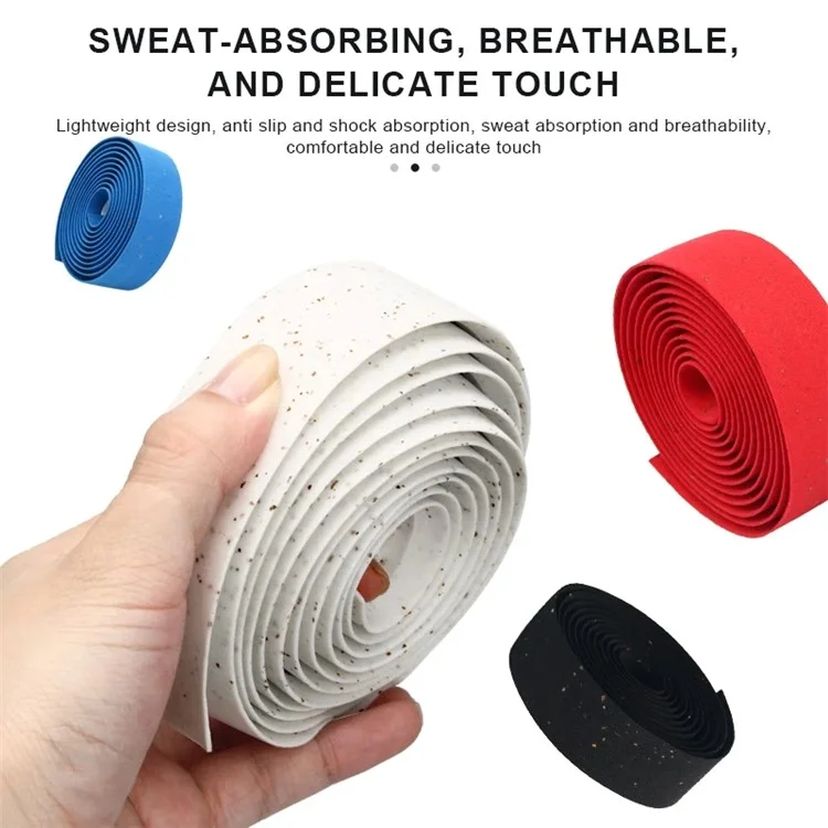RIDERACE RR9502 2Pcs Anti-Slip Bicycle Handlebar Tape Shock Absorption EVA Road Bike Bar Tape, Length: 2m - White