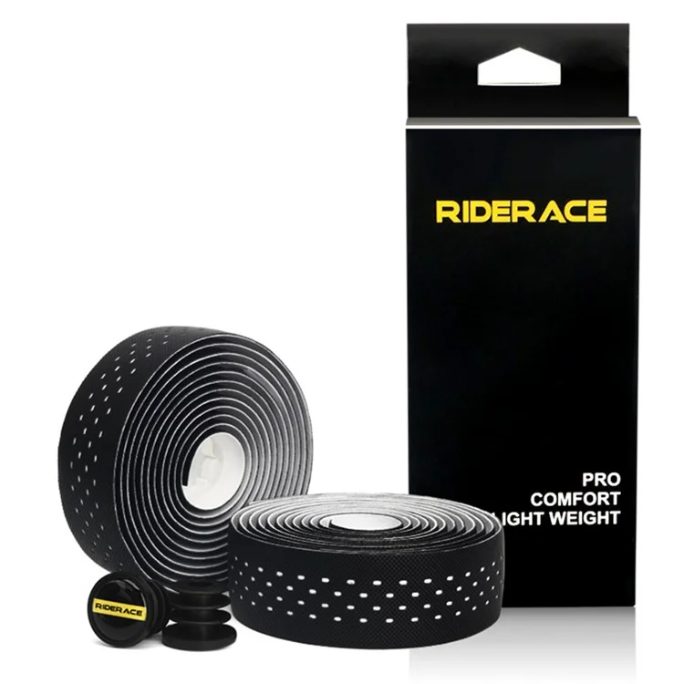 RIDERACE RR7638 2Pcs Breathable Road Bike Bar Tape PU Leather Bicycle Handlebar Grip Tape, Length: 2m - White