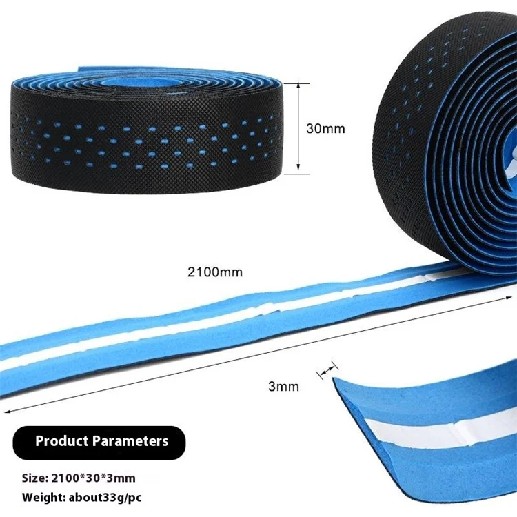 RIDERACE RR7638 2Pcs Breathable Road Bike Bar Tape PU Leather Bicycle Handlebar Grip Tape, Length: 2m - Multi-color