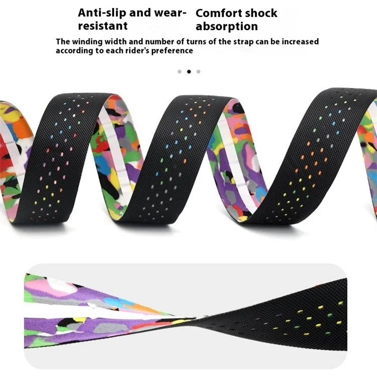 RIDERACE RR7638 2Pcs Breathable Road Bike Bar Tape PU Leather Bicycle Handlebar Grip Tape, Length: 2m - Multi-color