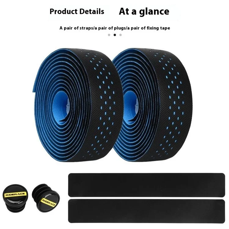 RIDERACE RR7638 2Pcs Breathable Road Bike Bar Tape PU Leather Bicycle Handlebar Grip Tape, Length: 2m - Multi-color