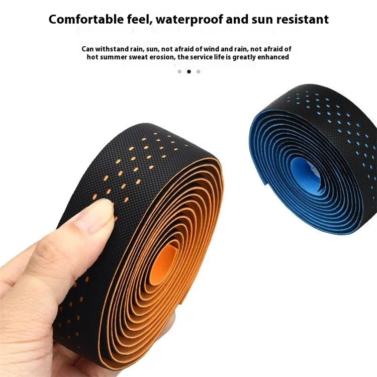 RIDERACE RR7638 2Pcs Breathable Road Bike Bar Tape PU Leather Bicycle Handlebar Grip Tape, Length: 2m - Multi-color