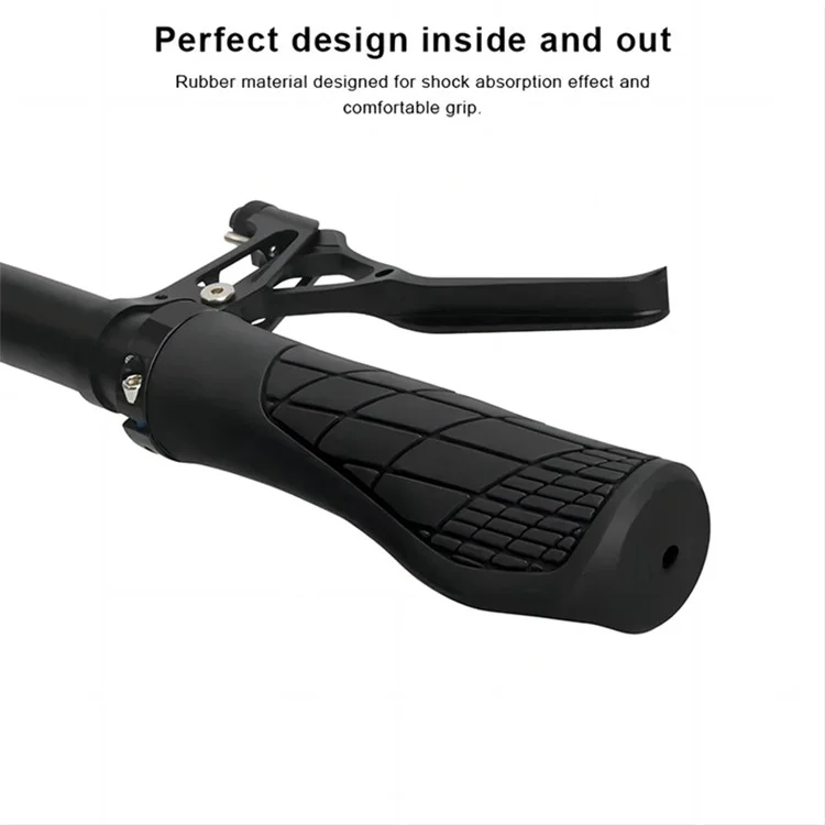 RIDERACE RR9328 Soft Rubber 22.2mm Bicycle Handlebar Grip Lock-On MTB Non-Slip Handle Cover - Black