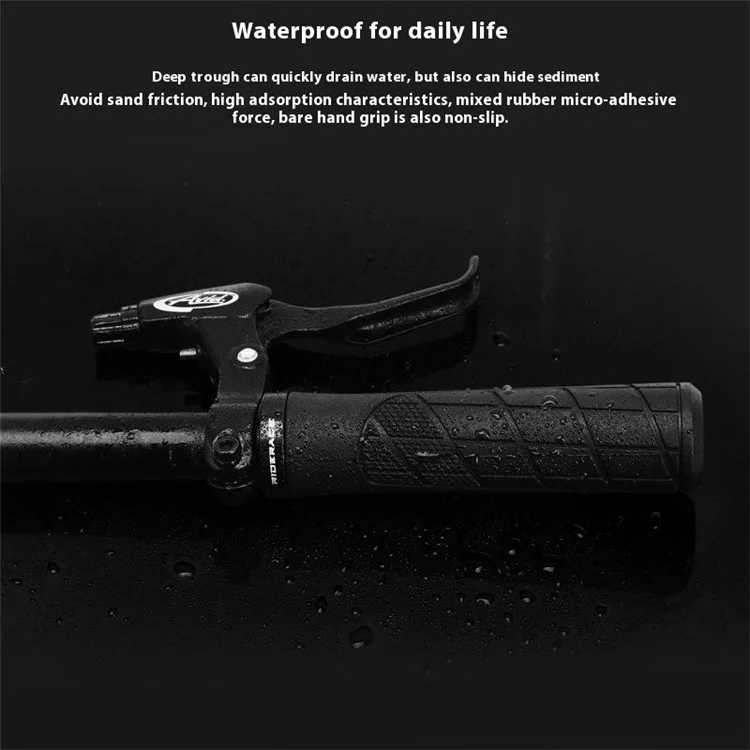 RIDERACE RR9506 Soft Rubber Anti-Slip Bicycle Handlebar Grips with Aluminum Alloy Lock Ring - Black