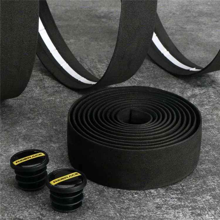 RIDERACE RN1809 2Pcs Shock Absorption EVA Bicycle Handlebar Tapes Road Bike Handle Bar Straps - Black