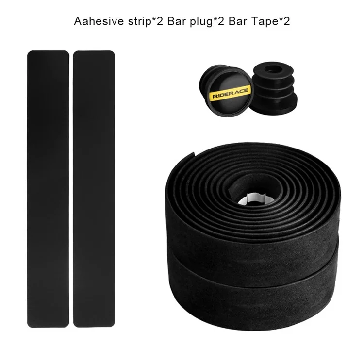 RIDERACE RN1809 2Pcs Shock Absorption EVA Bicycle Handlebar Tapes Road Bike Handle Bar Straps - Black