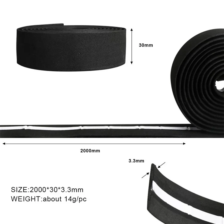 RIDERACE RN1809 2Pcs Shock Absorption EVA Bicycle Handlebar Tapes Road Bike Handle Bar Straps - Black