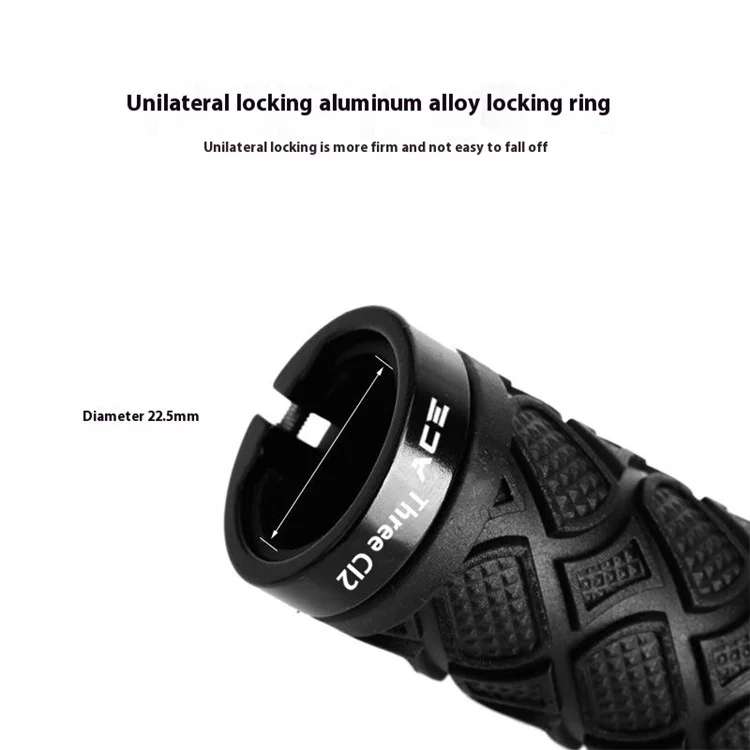 RIDERACE RN1715 Non-Slip Rubber Bicycle Handlebar Grip Shockproof MTB Bike Handle Cover - Black