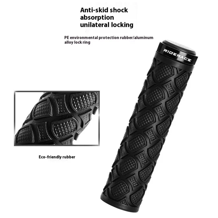RIDERACE RN1715 Non-Slip Rubber Bicycle Handlebar Grip Shockproof MTB Bike Handle Cover - Black